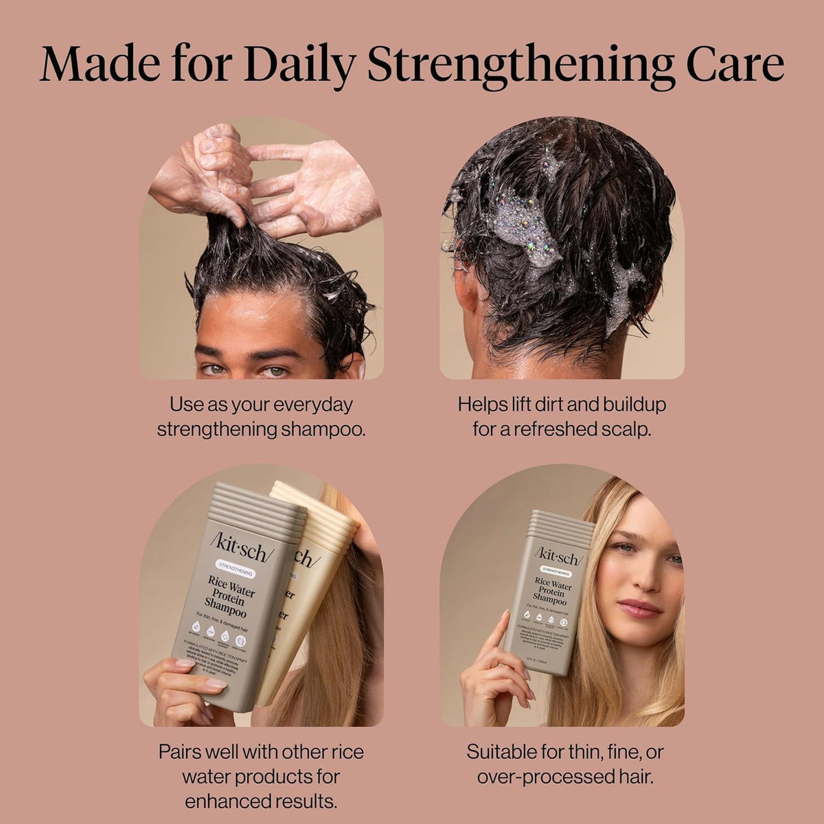 Kitsch Rice Water Protein Strengthening Shampoo 12 oz - view 4