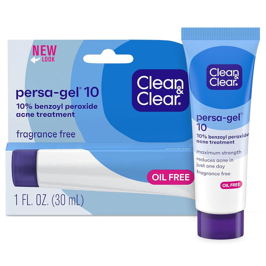 Clean & Clear Persa-gel Acne Gel Benzoyl Peroxide 10 % Max Strength 1 oz Tube