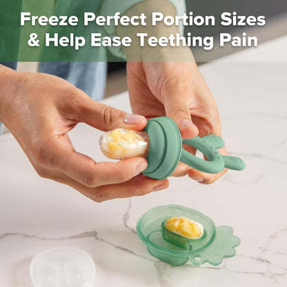 haakaa Silicone Fruit Feeder and Mini Freezer Nibble Tray Combo, Pea Green - view 3