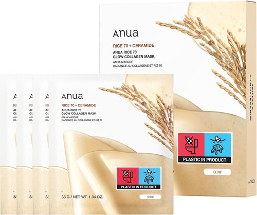 Anua Rice 70 Glow Collagen Mask 4 Pack