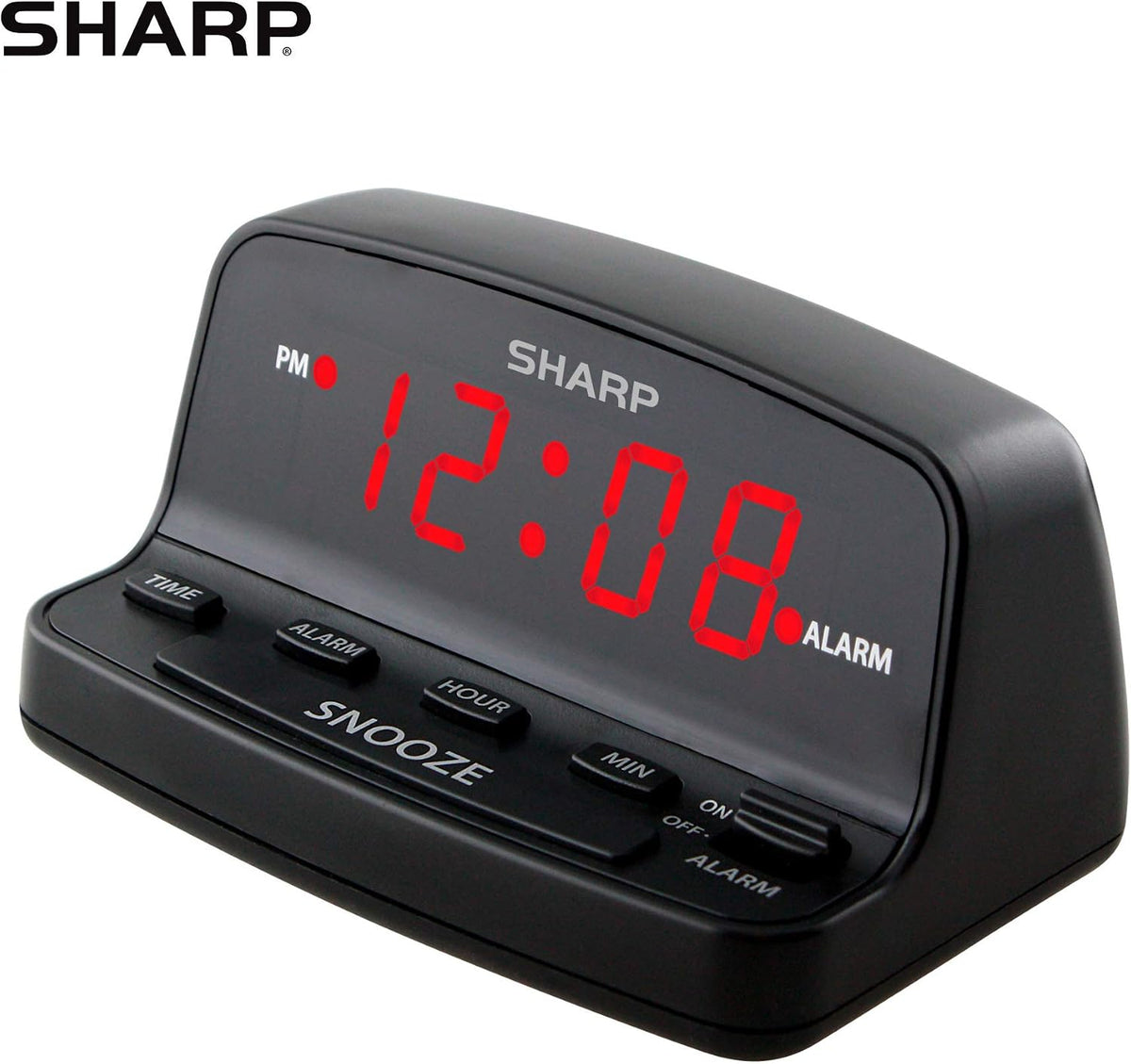 Sharp Digital Alarm Clock with Large Snooze, Red LED - view 2