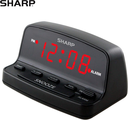 Sharp Digital Alarm Clock with Large Snooze, Red LED - view 2