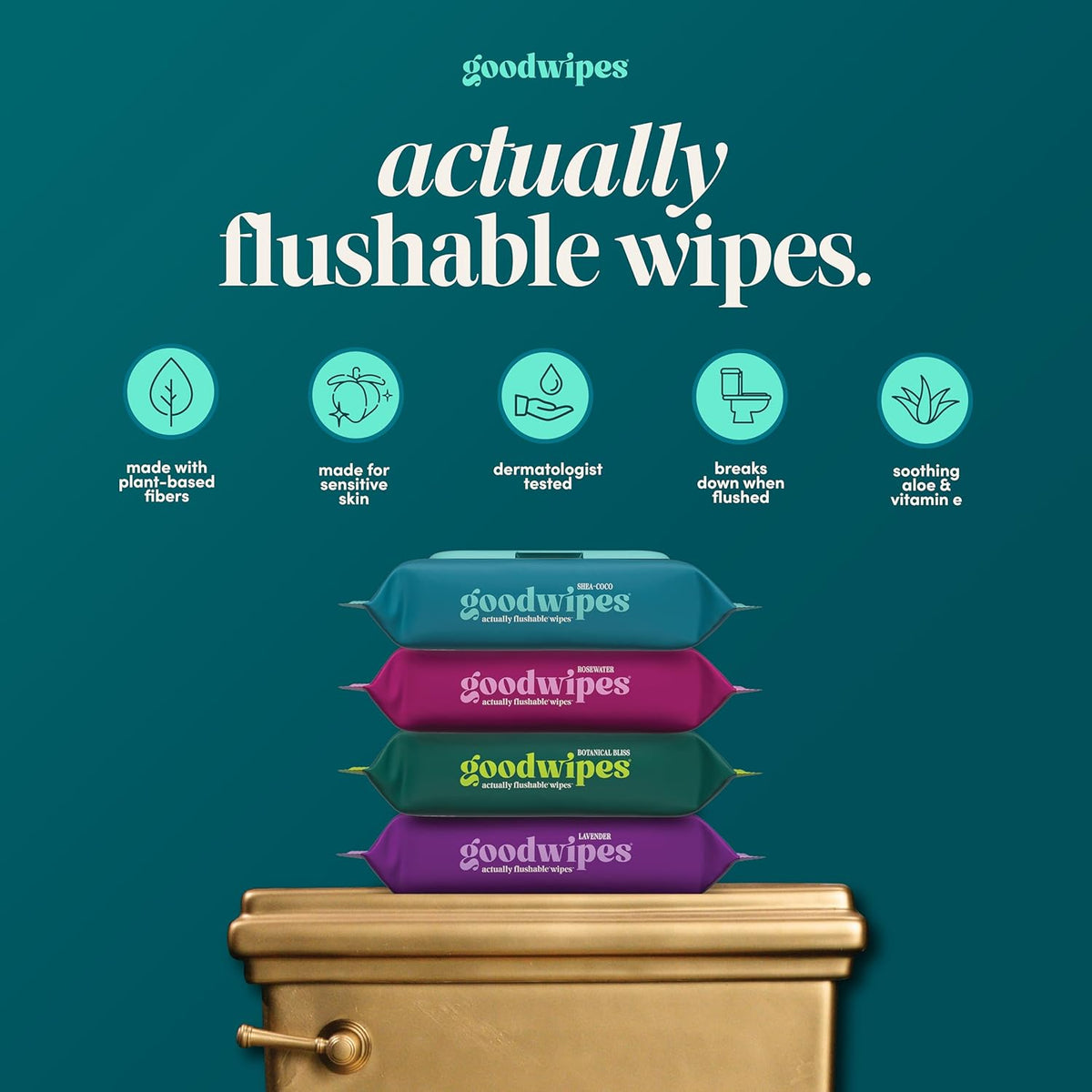 goodwipes Flushable Wipes, Shea-Coco, 318 Wipes (6 Pack + 1 Travel Size) - view 2