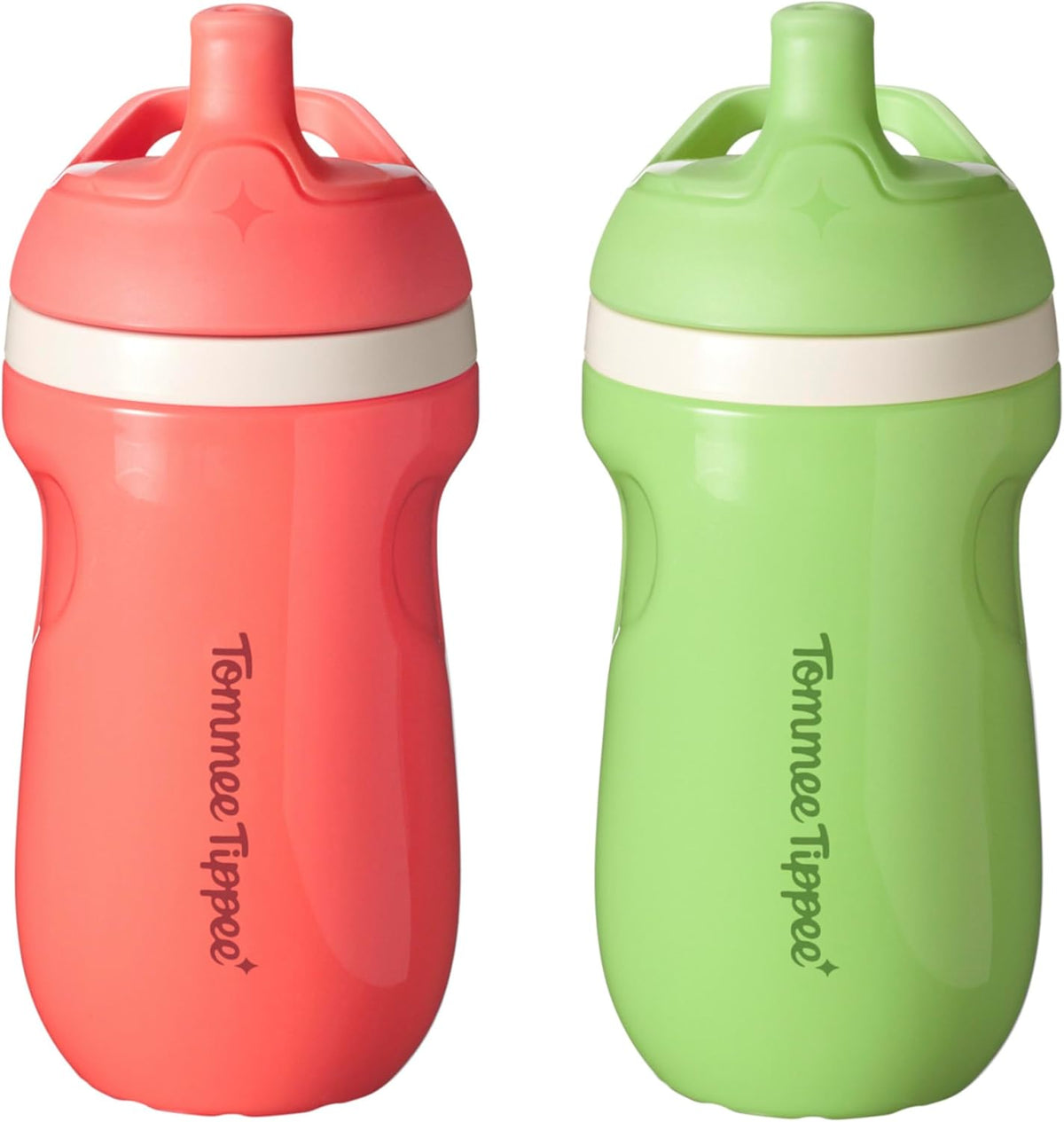 Tommee Tippee Insulated Sporty Spout Toddler Bottle 9oz, 2 Pack, Green/Red — product view