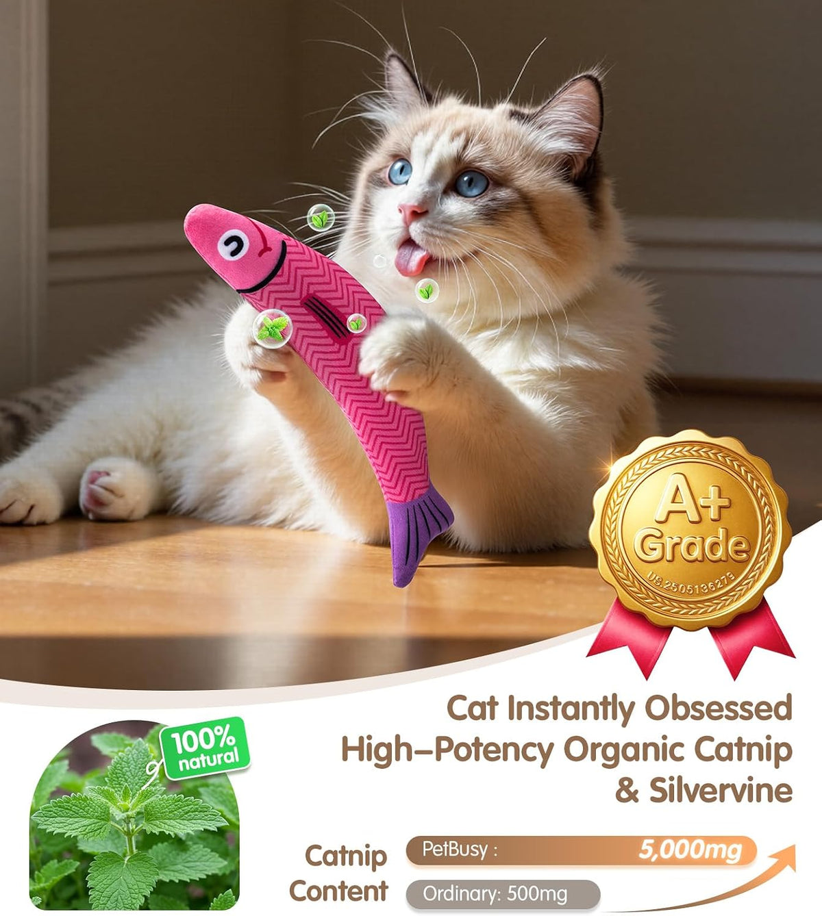 PetBusy Catnip and Silvervine Fish Kicker Cat Toy - view 3
