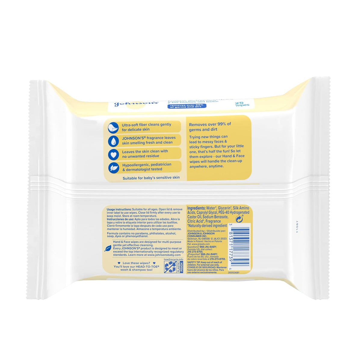 Johnson's Baby Hand & Face Cleansing Wipes, 25 Count - view 2