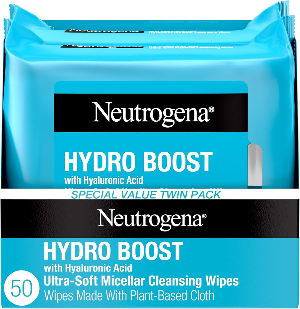 Neutrogena HydroBoost Facial Cleansing Wipes, Twin Pack, 25 Count Each — product view