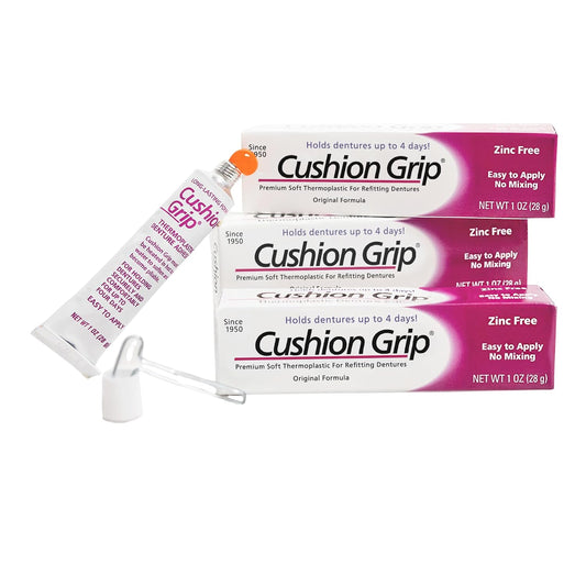 Cushion Grip Thermoplastic Denture Adhesive, 3 x 1 oz