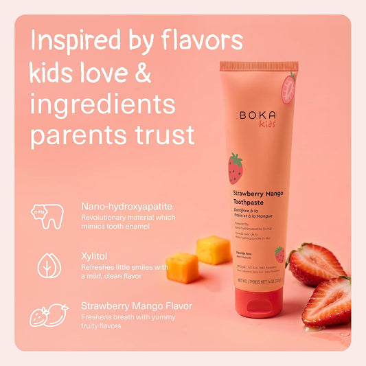 Boka Kids Fluoride-Free Nano Hydroxyapatite Toothpaste, Strawberry Mango, 4 oz - view 2