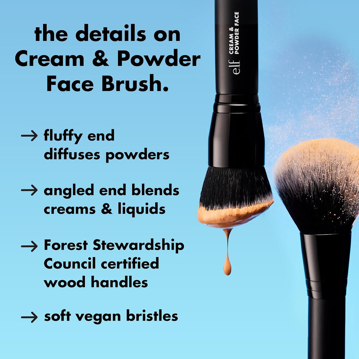 e.l.f. Dual-Ended Cream + Powder Makeup Brush - view 3