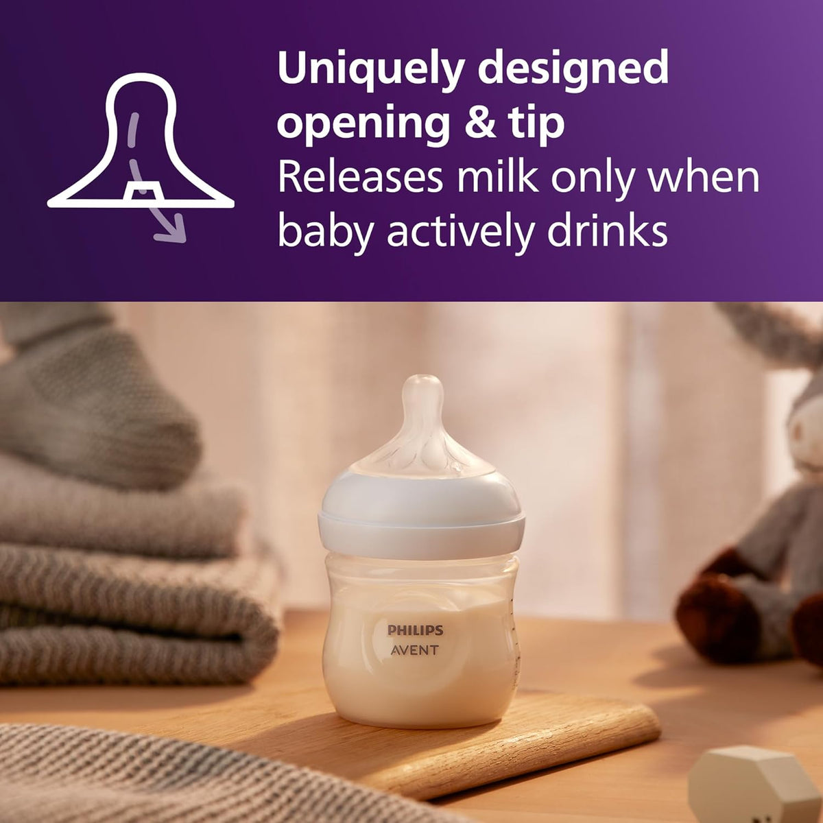 Philips Avent Natural Baby Bottles, Slow Flow, 4 oz (120 ml), Pack of 2 - view 3
