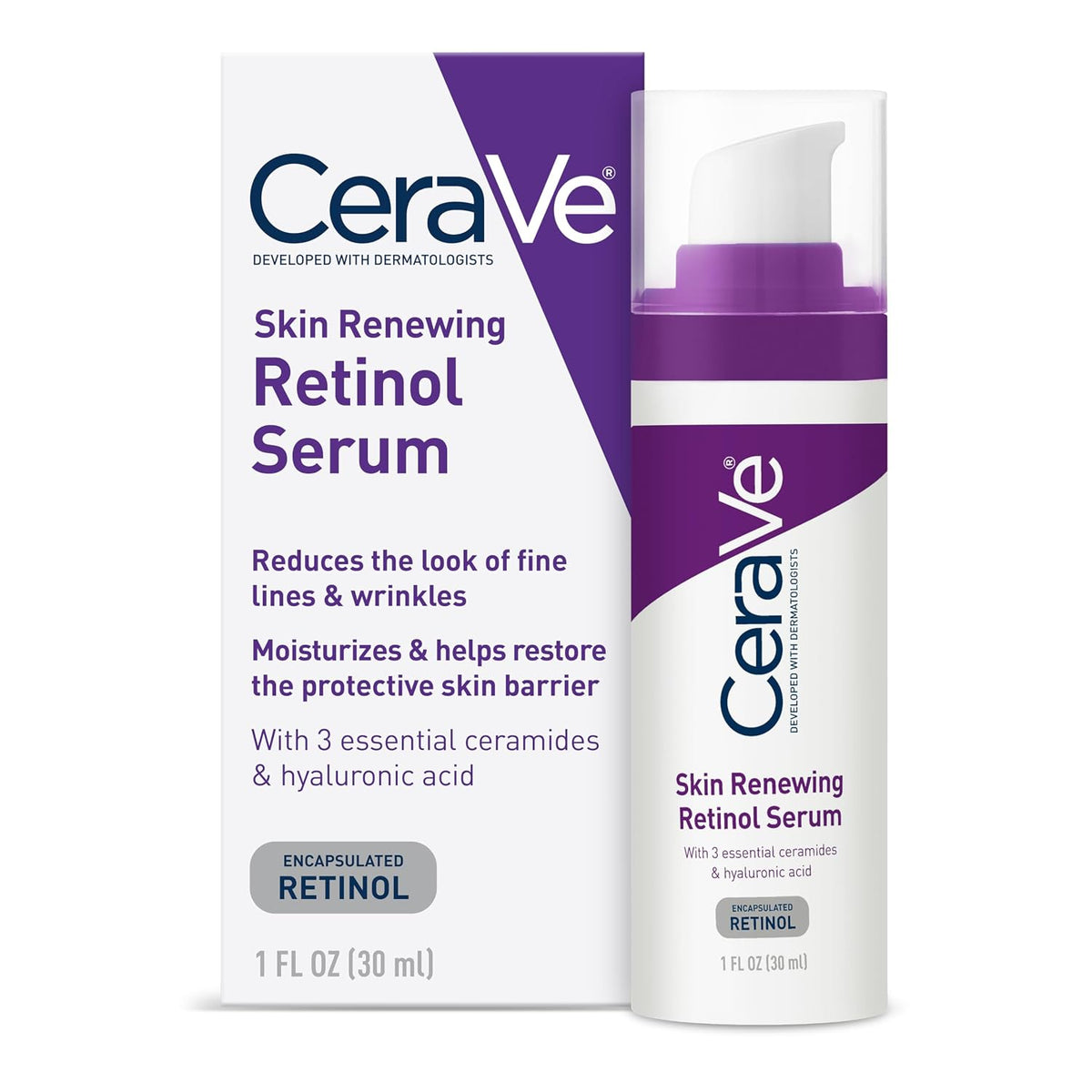 CeraVe Retinol Serum for Face with Niacinamide & Hyaluronic Acid, 1 oz — product view