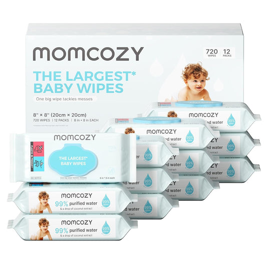 Momcozy Unscented Baby Wipes, 8 x 8 Inch, Hypoallergenic