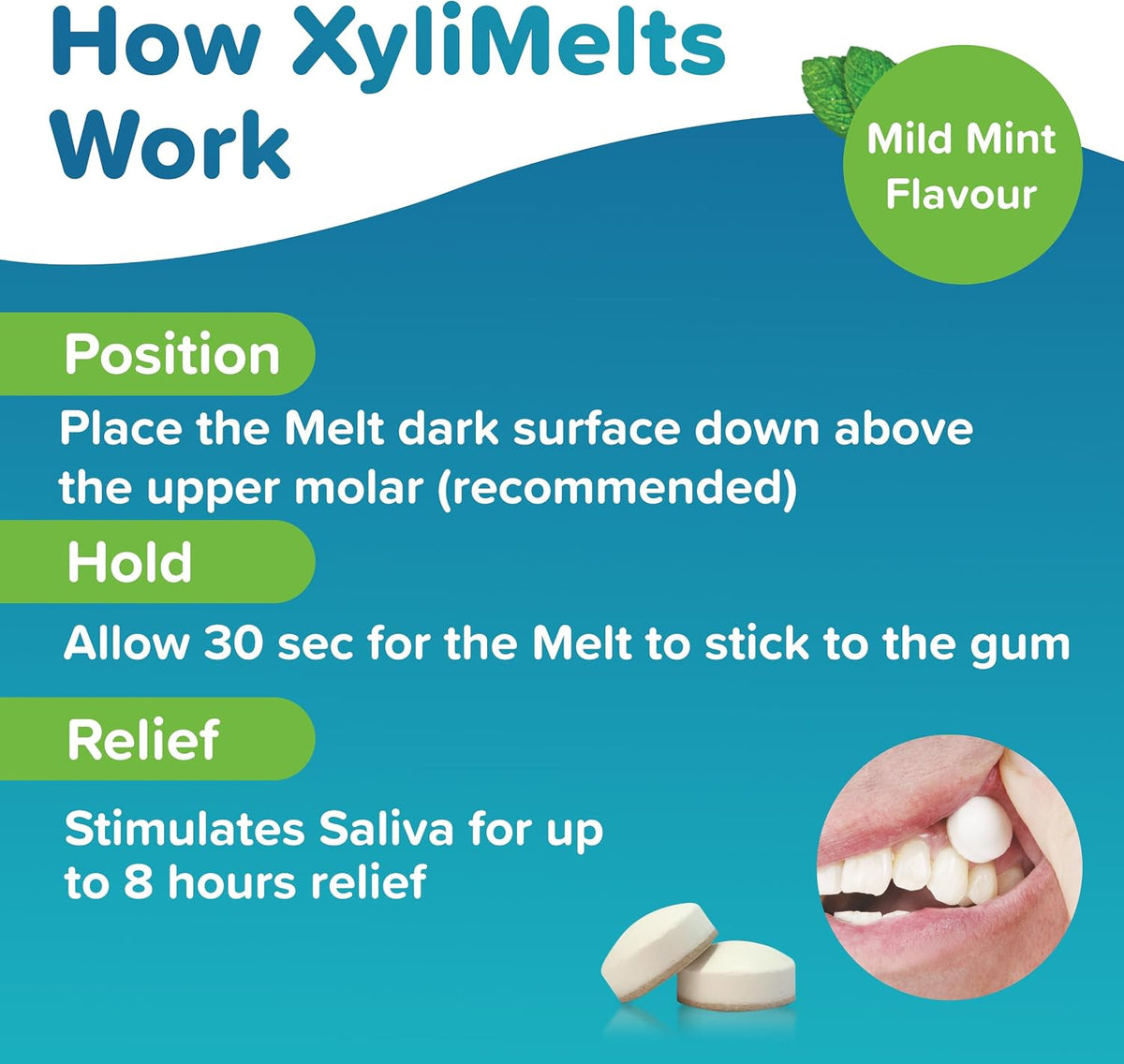 XyliMelts Dry Mouth Relief Discs, Mild Mint, 40 Count - view 6