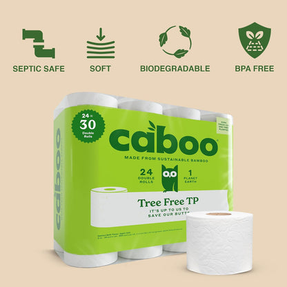 Caboo Tree-Free Bamboo Toilet Paper, 24 Double Rolls, 2-Ply - view 2