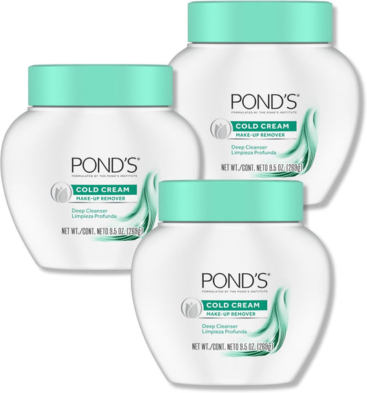 Pond's Cold Cream Face Cleanser and Makeup Remover, 9.5 oz, Pack of 3