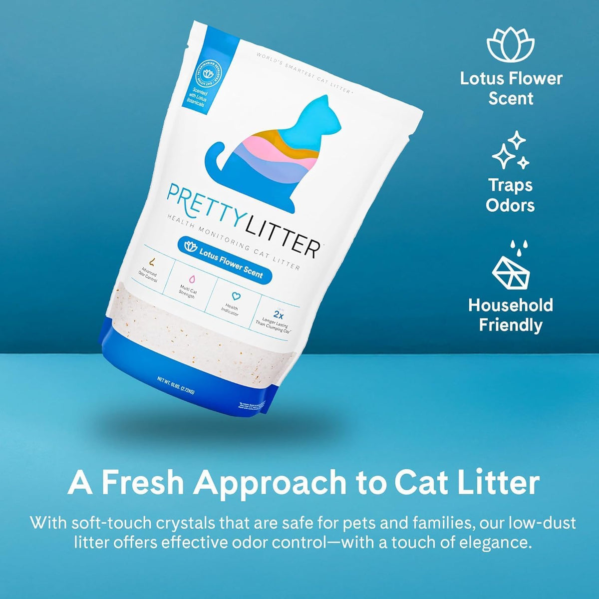 PrettyLitter Health Monitoring Cat Litter, Lotus Flower, 2 x 6 lb Bags - view 6