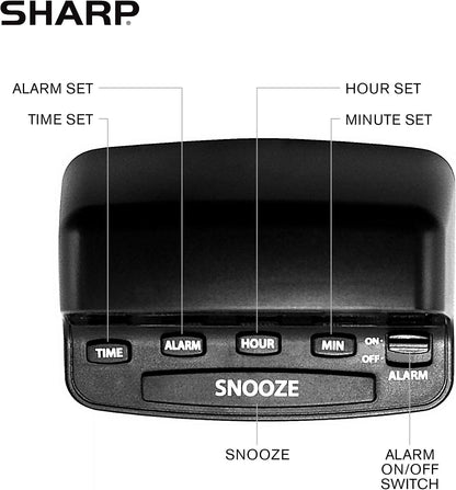 Sharp Digital Alarm Clock with Large Snooze, Red LED - view 4