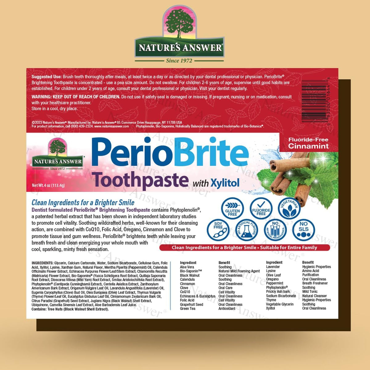 Nature's Answer PerioBrite Toothpaste Cinnamon 4 oz, Pack of 2 — alternate product view