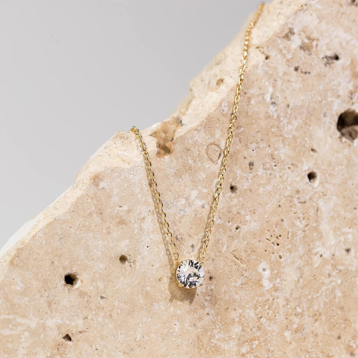 PAVOI 14K Gold Plated CZ Solitaire Choker Necklace - view 4