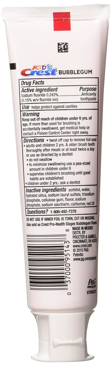Crest Kid's Cavity Protection Gel Toothpaste Bubblegum 4.2 oz, Pack of 3 - view 2