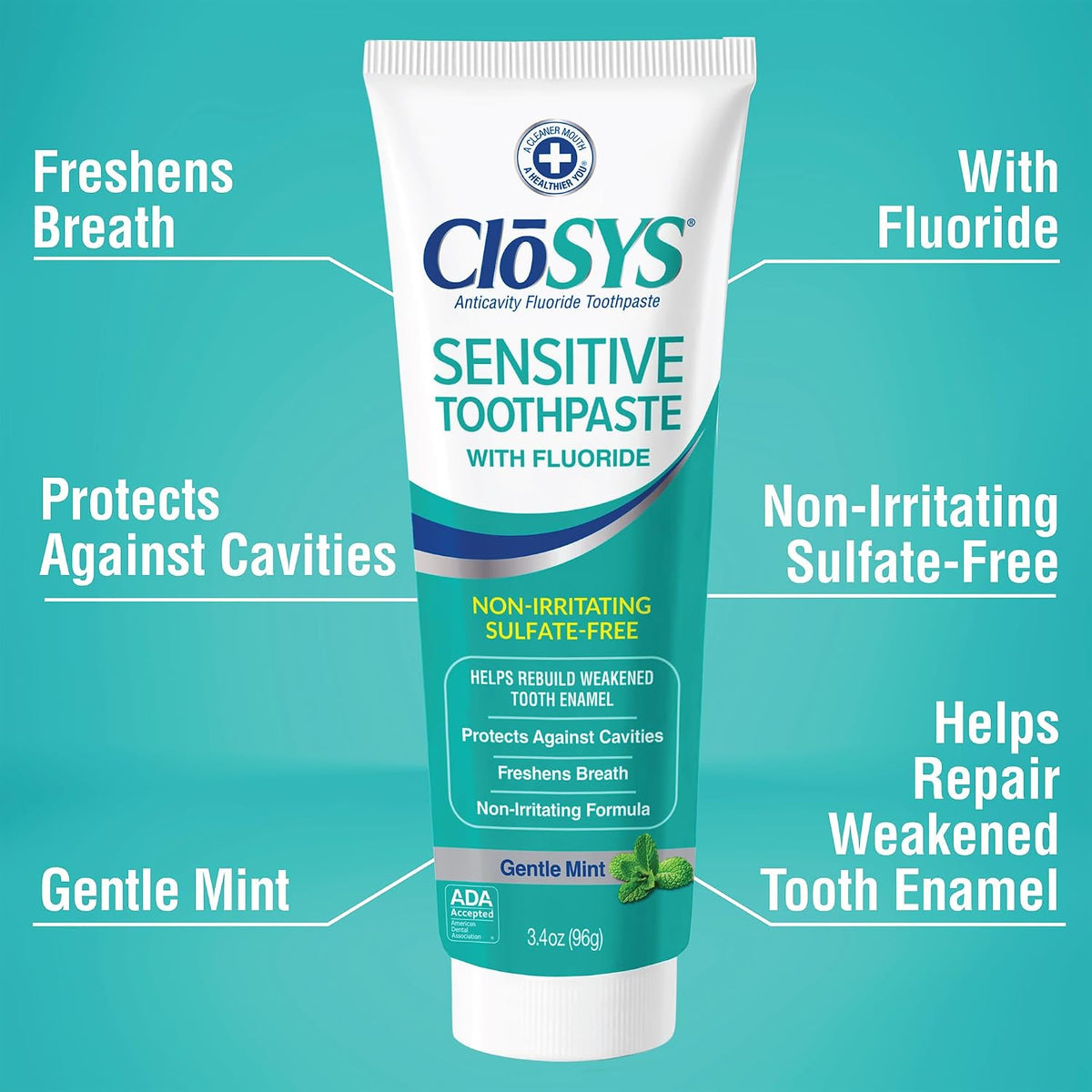 CloSYS Fluoride Toothpaste, 3.4 oz — alternate product view