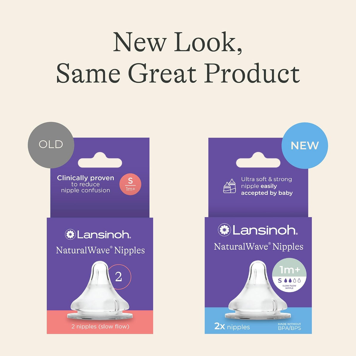 Lansinoh NaturalWave Baby Bottle Teats, Slow Flow (S), 2 Count - view 2