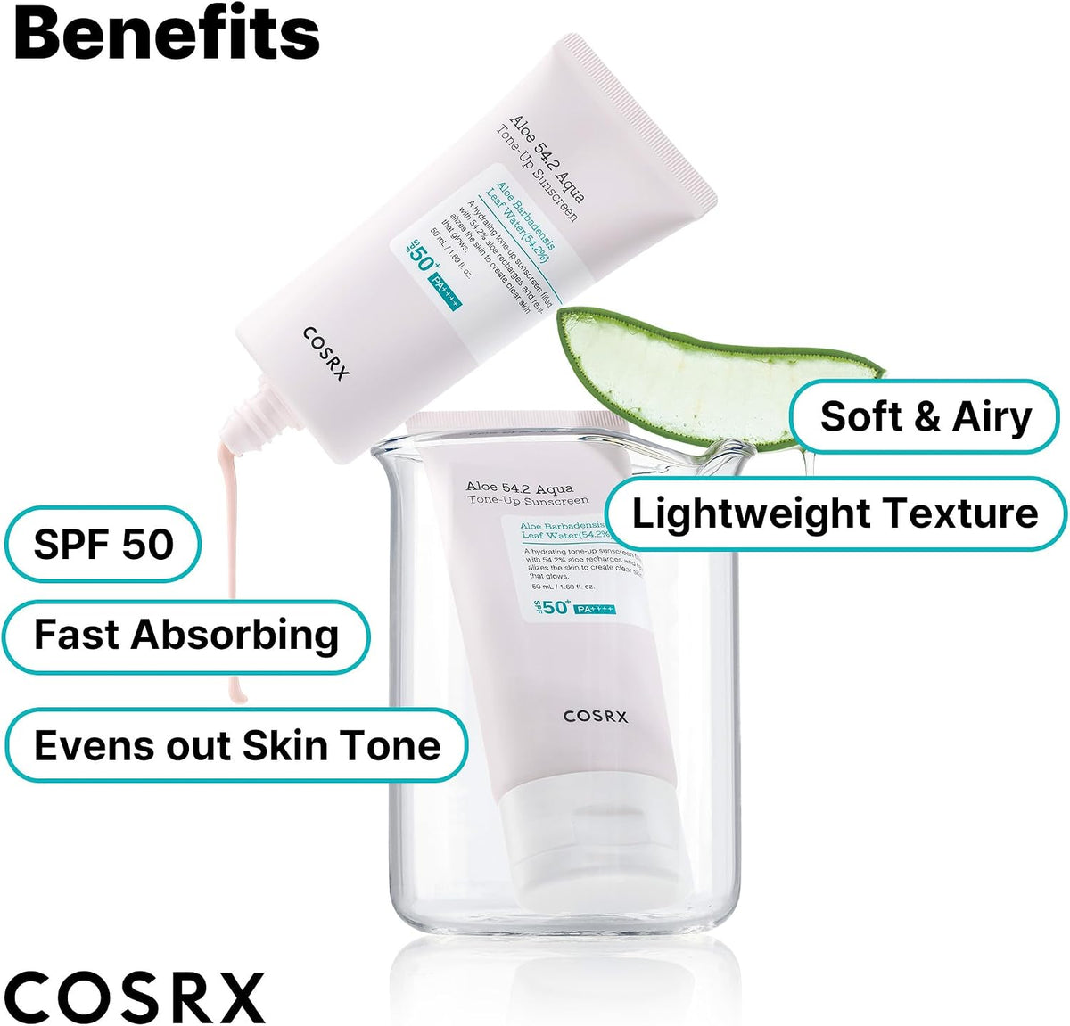 COSRX Aloe 54.2 Aqua Tone-up Sunscreen SPF 50 PA++++ - view 4