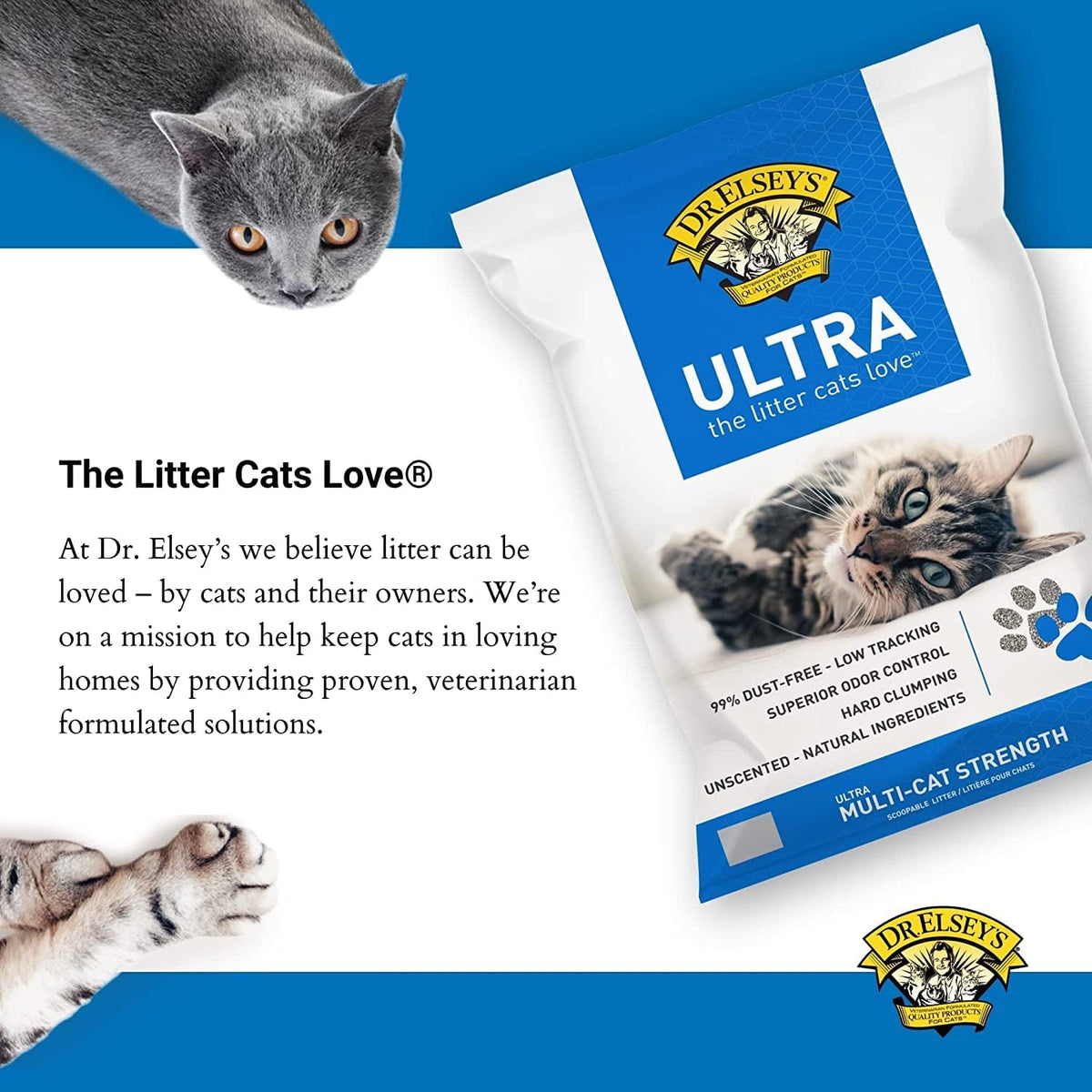 Dr. Elsey's Ultra Unscented Clumping Clay Cat Litter, 40 lb - view 3
