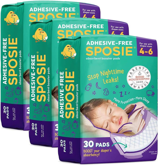 Sposie Overnight Nappy Booster Pads, Size 4-6, 90 Count