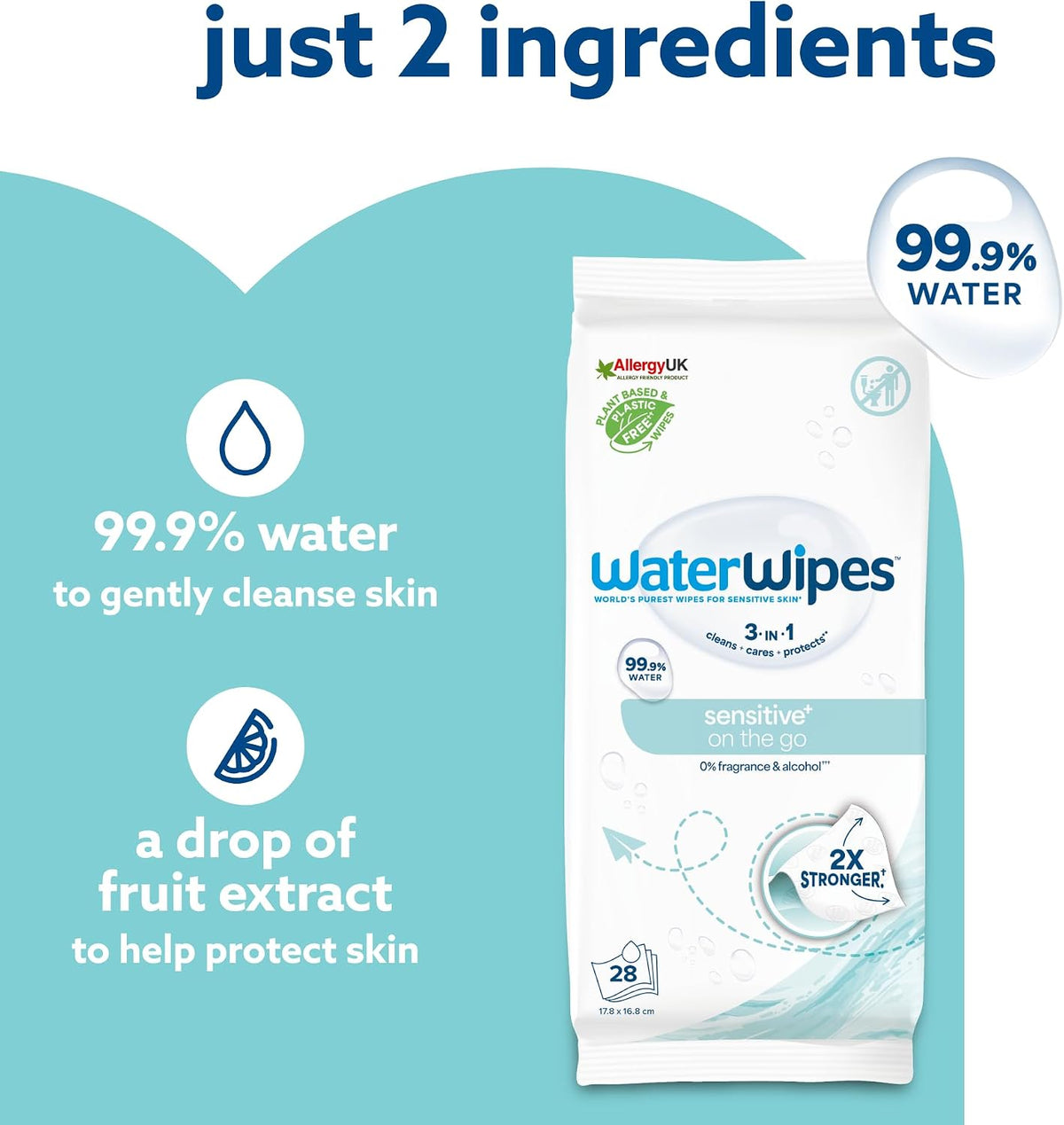 WaterWipes Sensitive+ On The Go Unscented Wipes, 8 Packs - view 4