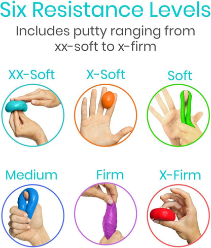 Vive Therapy Putty Set, Extra Soft, Medium and Firm Resistance, 6 Count - view 3