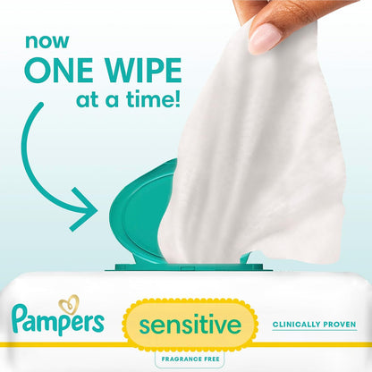 Pampers Sensitive Baby Wipes, Unscented, 1008 Wipes (18 Flip-Top Packs) - view 2