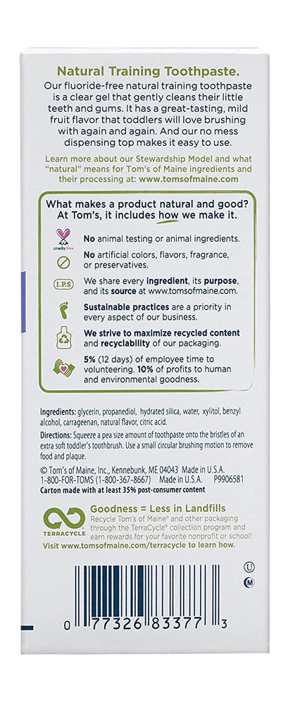 Tom's of Maine Toddlers Fluoride-Free Toothpaste Mild Fruit 1.75 oz, Pack of 6 - view 2