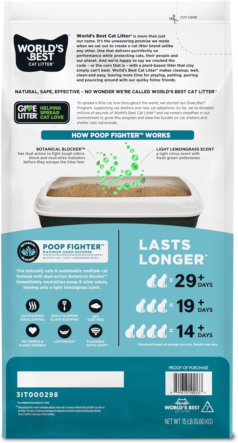 World's Best Cat Litter Poop Fighter Odour Defence, 15 lb - view 2