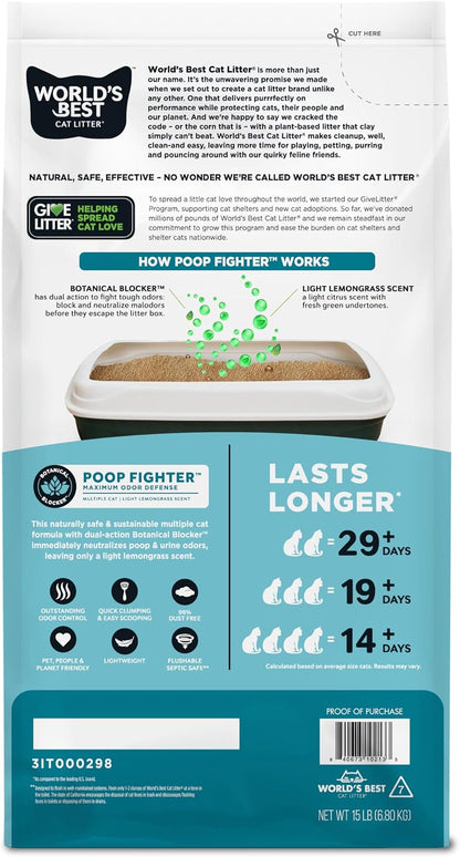 World's Best Cat Litter Poop Fighter Odour Defence, 15 lb - view 2