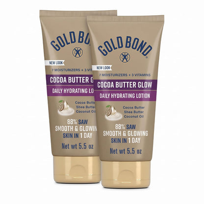 Gold Bond Cocoa Butter Glow Daily Hydrating Lotion, 5.5 oz, Pack of 2