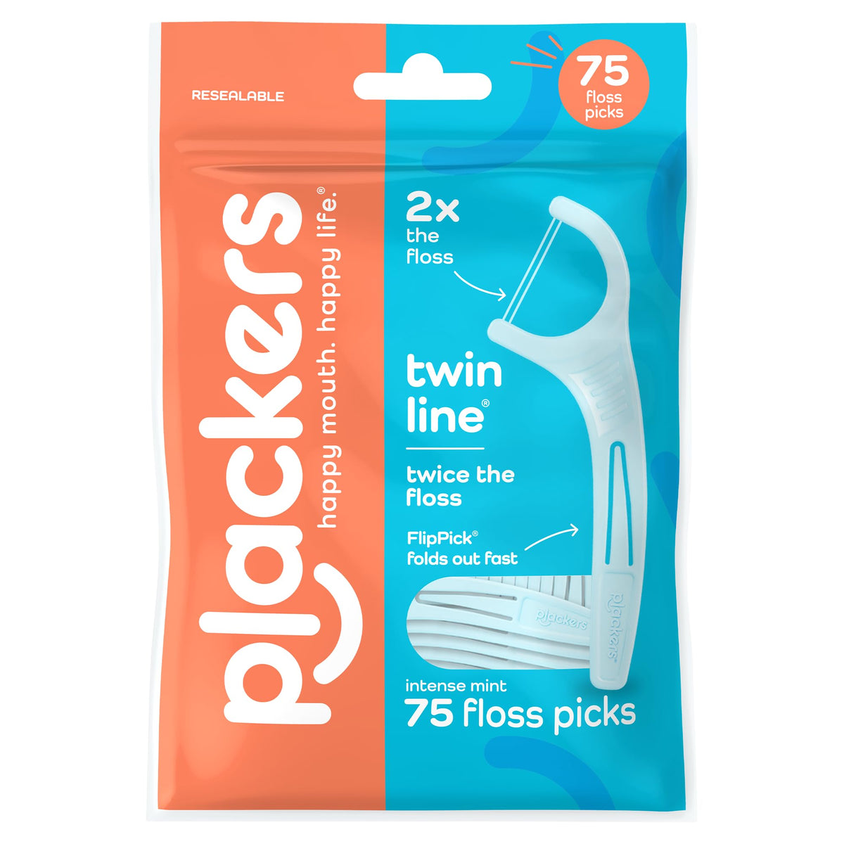 Plackers Twin-Line Advance Cleaning Dental Floss Picks — product view