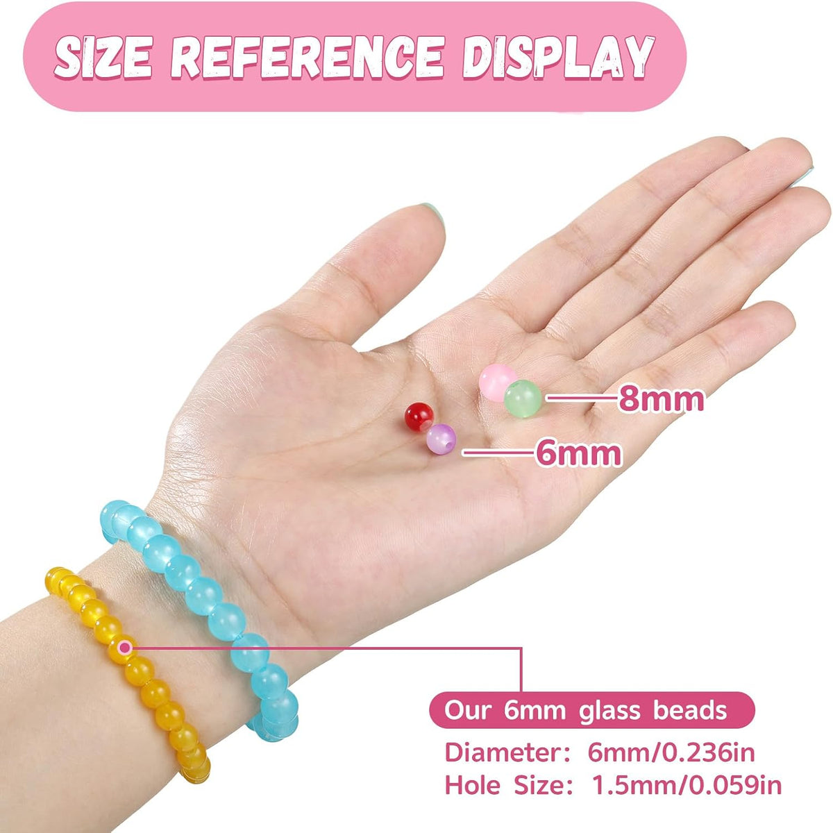 Funtopia 1368 Piece 6mm Glass Bead Kit for Bracelets and Jewellery Making - view 4