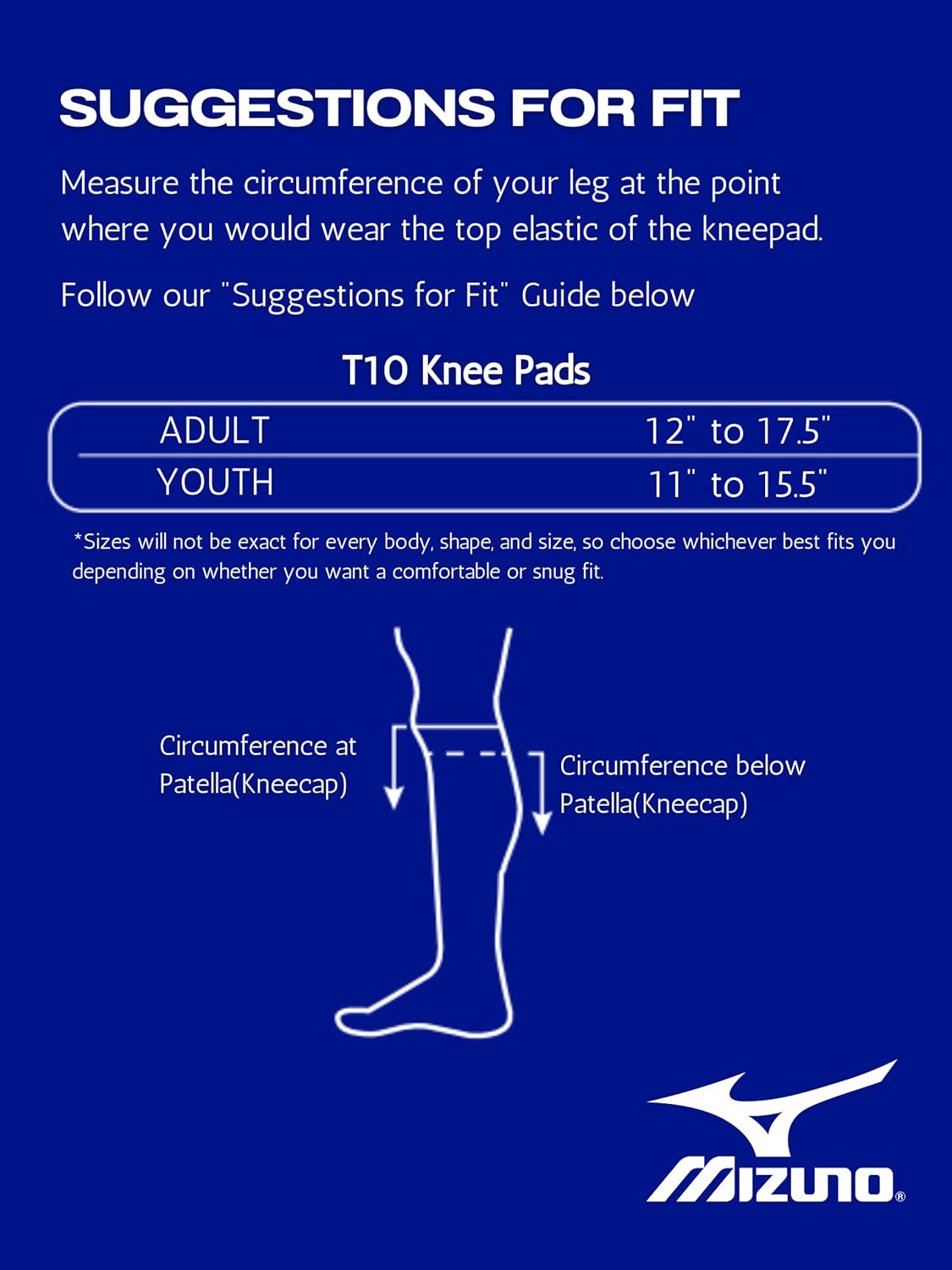 Mizuno T10 Plus Youth Volleyball Knee Pad, One Size, White - view 5