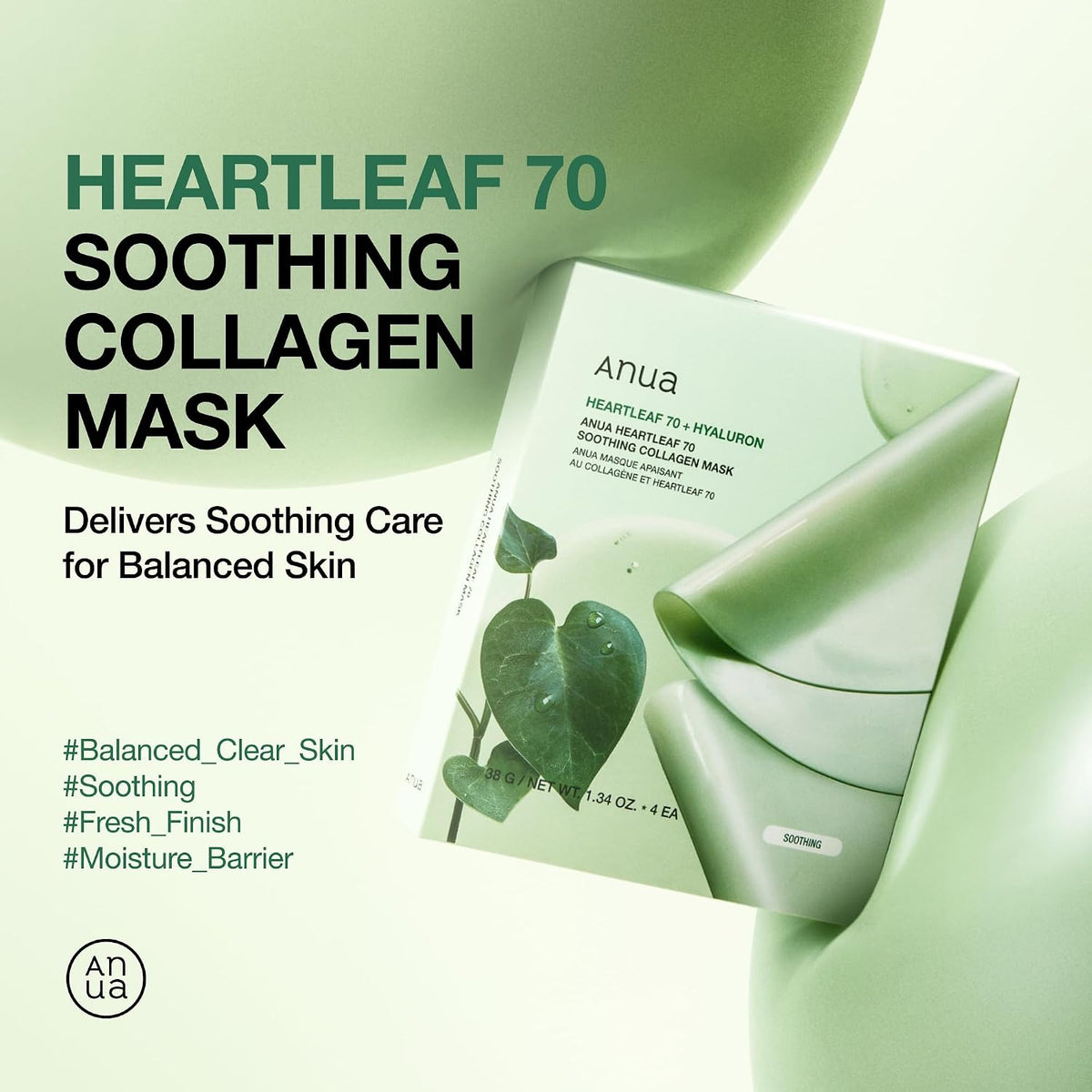 Anua Heartleaf 70 Soothing Collagen Mask 4 Masks - view 2