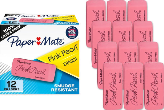 Paper Mate Pink Pearl Erasers, Pack of 12