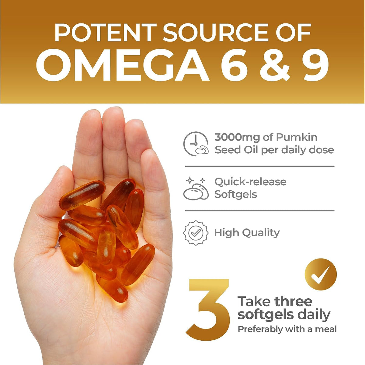 HighAtlas Pumpkin Seed Oil Softgels 200 Count (3000 mg Per Serving) — alternate product view