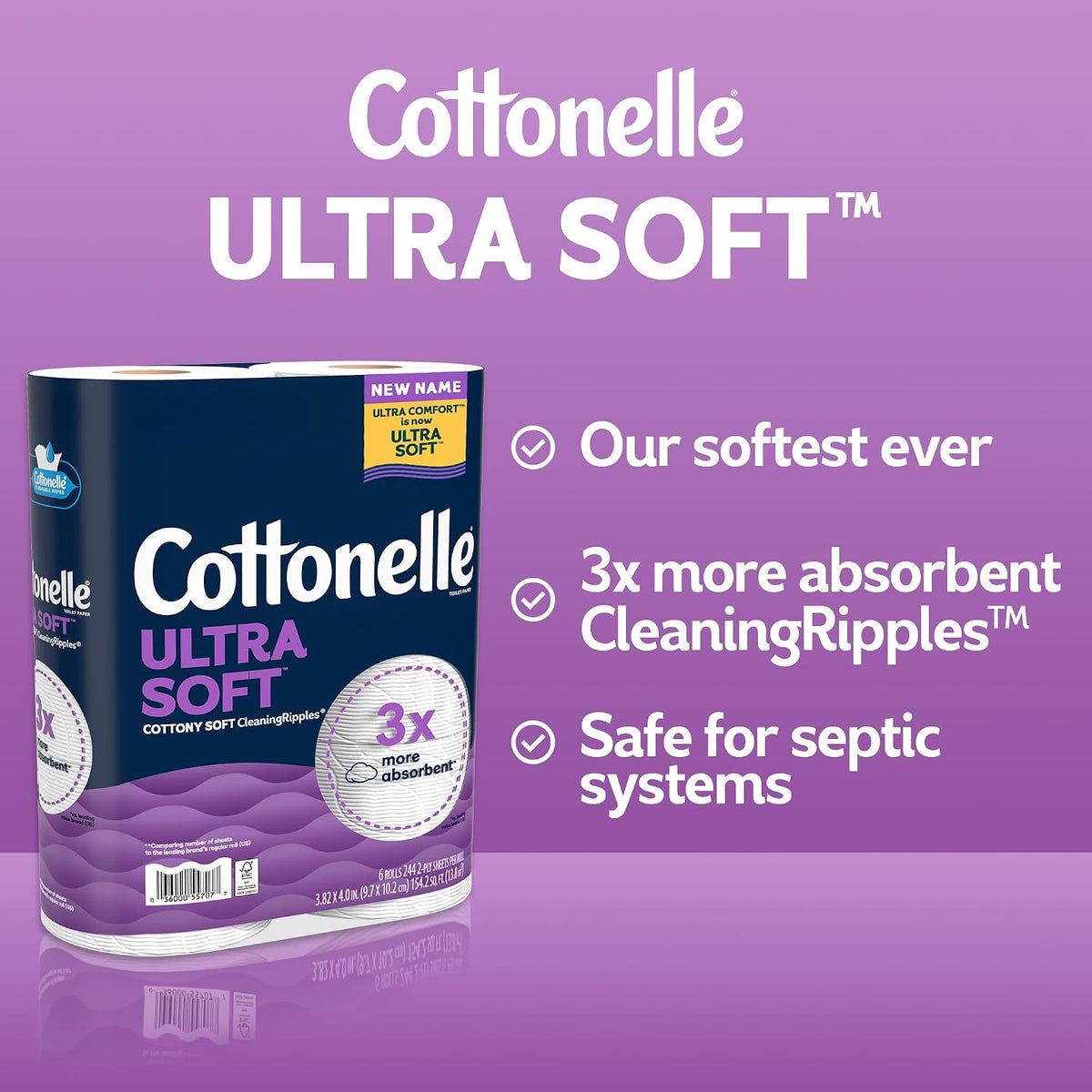 Cottonelle Ultra Soft Toilet Paper, 9 Mega Rolls - view 3