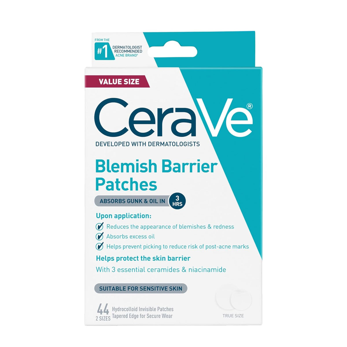 CeraVe Hydrocolloid Pimple Patches with Niacinamide, Ultra-Thin, 44 Count — product view