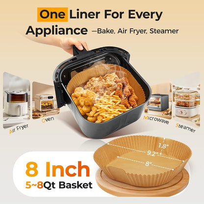 Vailnd 8 Inch Square Air Fryer Parchment Liners, 125 Count - view 2