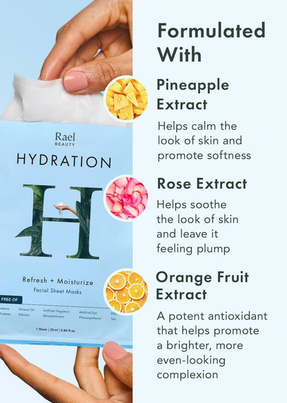 Rael Hydration Face Sheet Masks, Hydrating & Moisturising, 5 Sheets - view 3