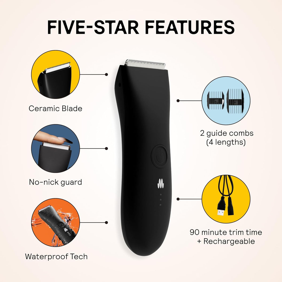 MERIDIAN The Trimmer Original Body Hair Trimmer, Onyx - view 3