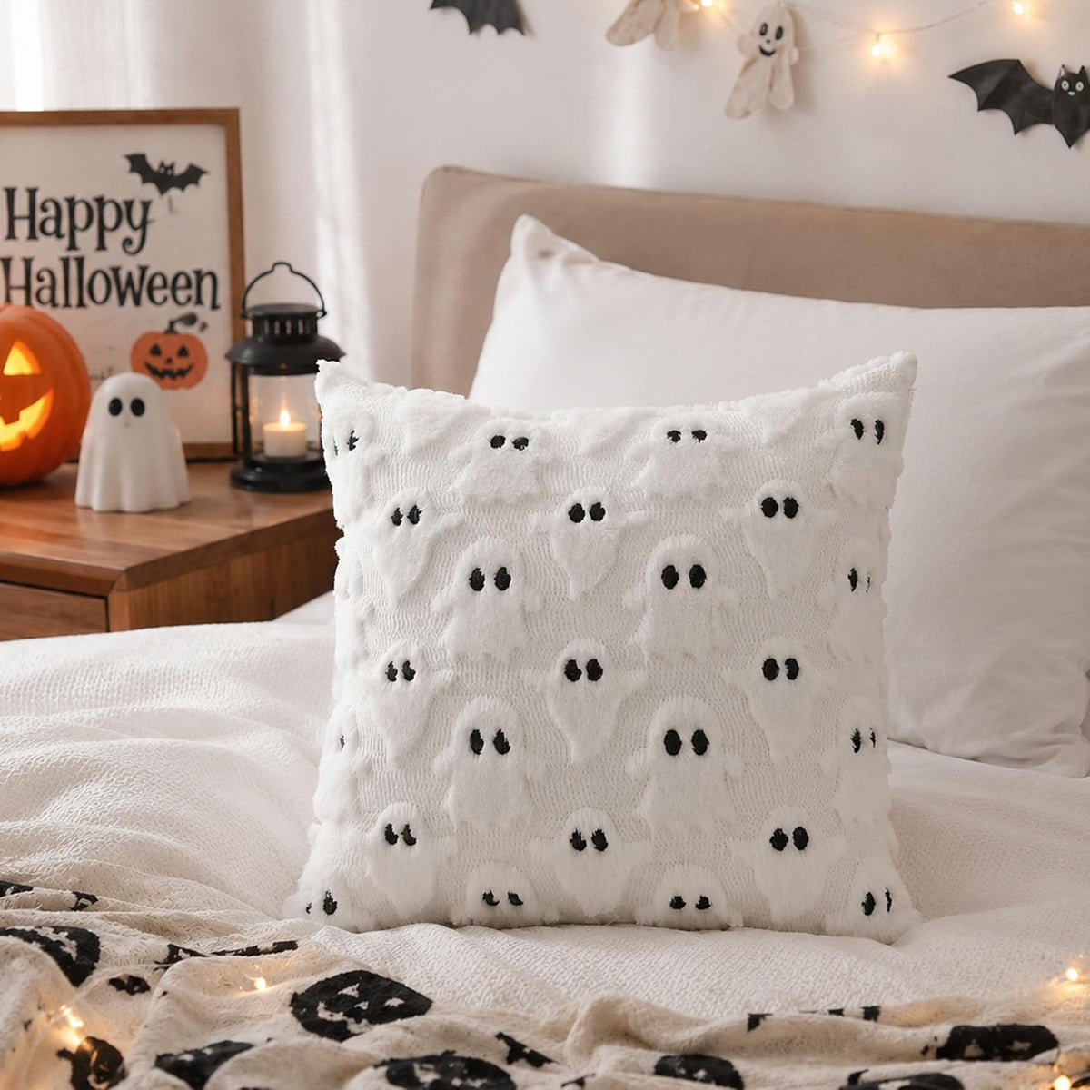 DFXSZ White Ghost Halloween Pillow Covers, 18 x 18 Inch, Set of 2 - view 5