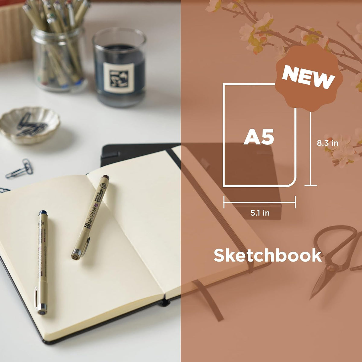Sakura A5 Hardcover Sketchbook, 160 Pages, Black, Cream Paper - view 2